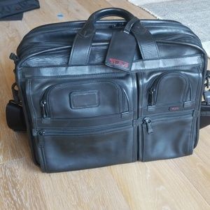 TUMI Alpha Leather Expandable Briefcase/Messenger